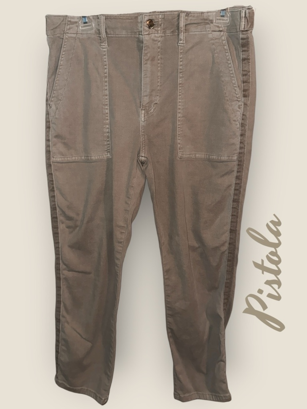 🌺Pistola Taupe Fold Button Back Pockets Utility Pants